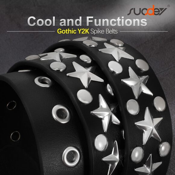 Black Studded Belt,y2k Silver Metal Grommet Belt For Men Women Punk Rock Style🐰 - Picture 2 of 5